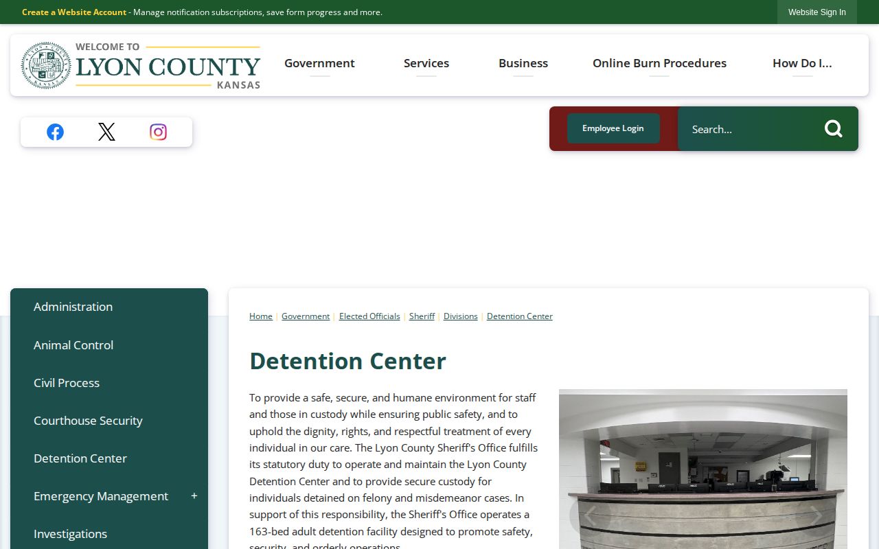 Lyon County Detention Center custody and VINE search information